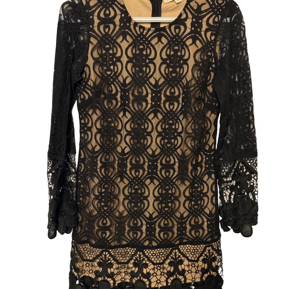 Rebellion Black Sheath Dress with Bell Sleeves
